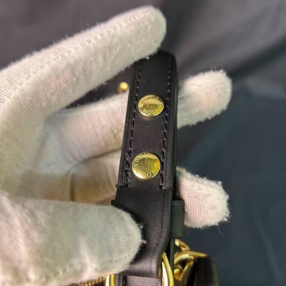 Louis Vuitton Boulogne Monogram Canvas Shoulder Bag — Black Trim, Like New - Picture 12 of 16